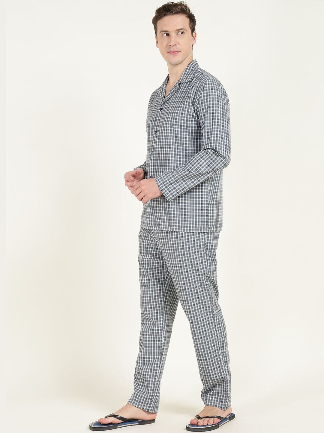English Navy Men Checked Night suit-picture-38