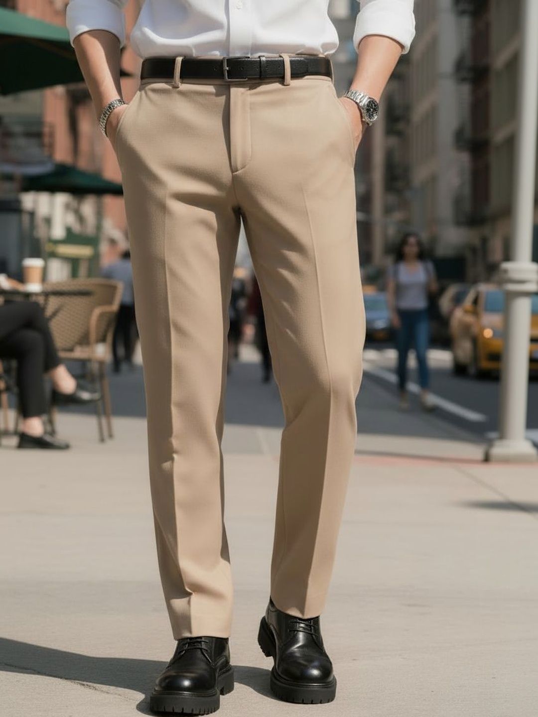 Next One Men Smart Slim Fit Easy Wash Trousers-picture-11