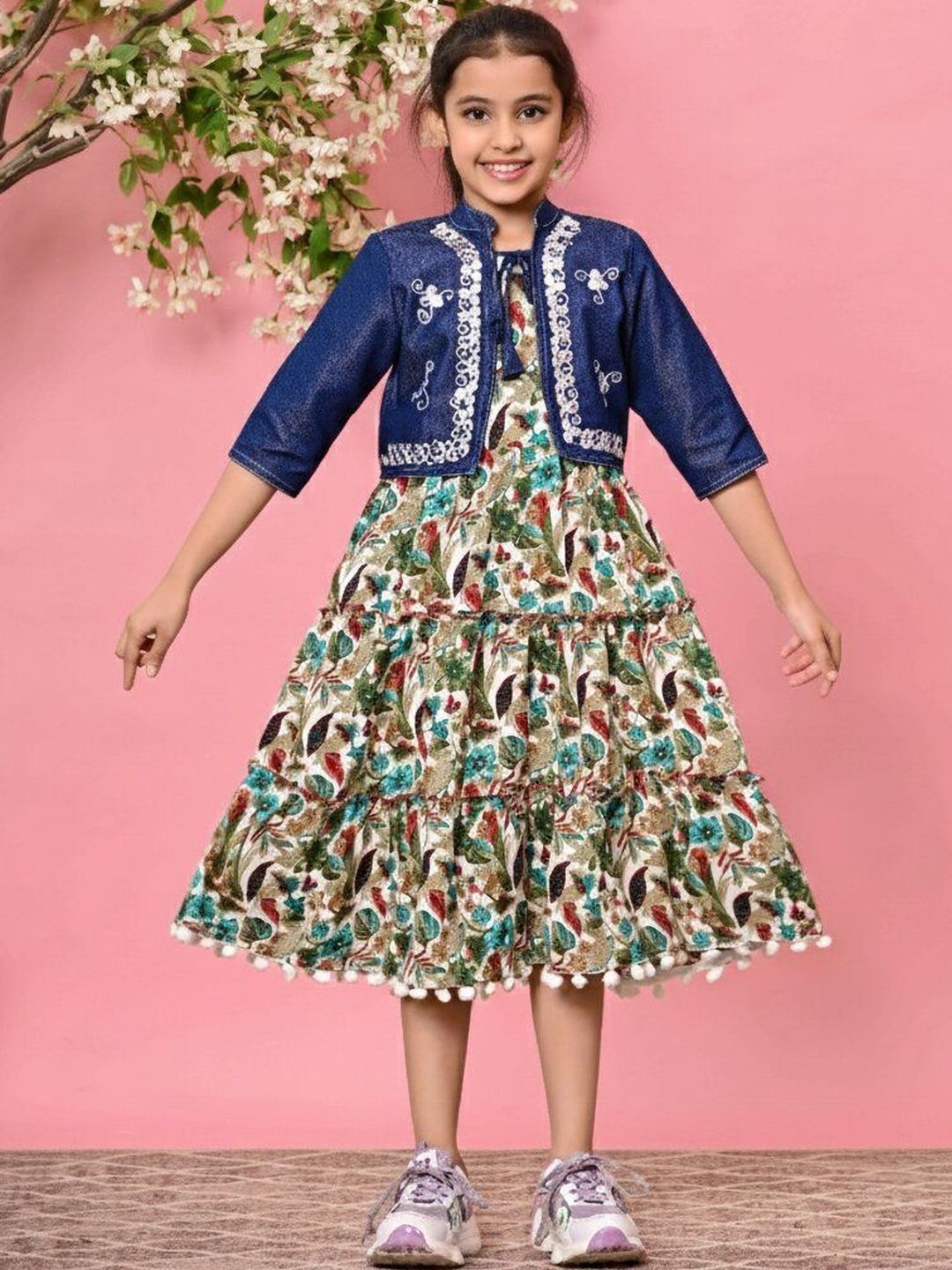 BAESD Printed Round Neck A-Line Ethnic Dresses-picture-17