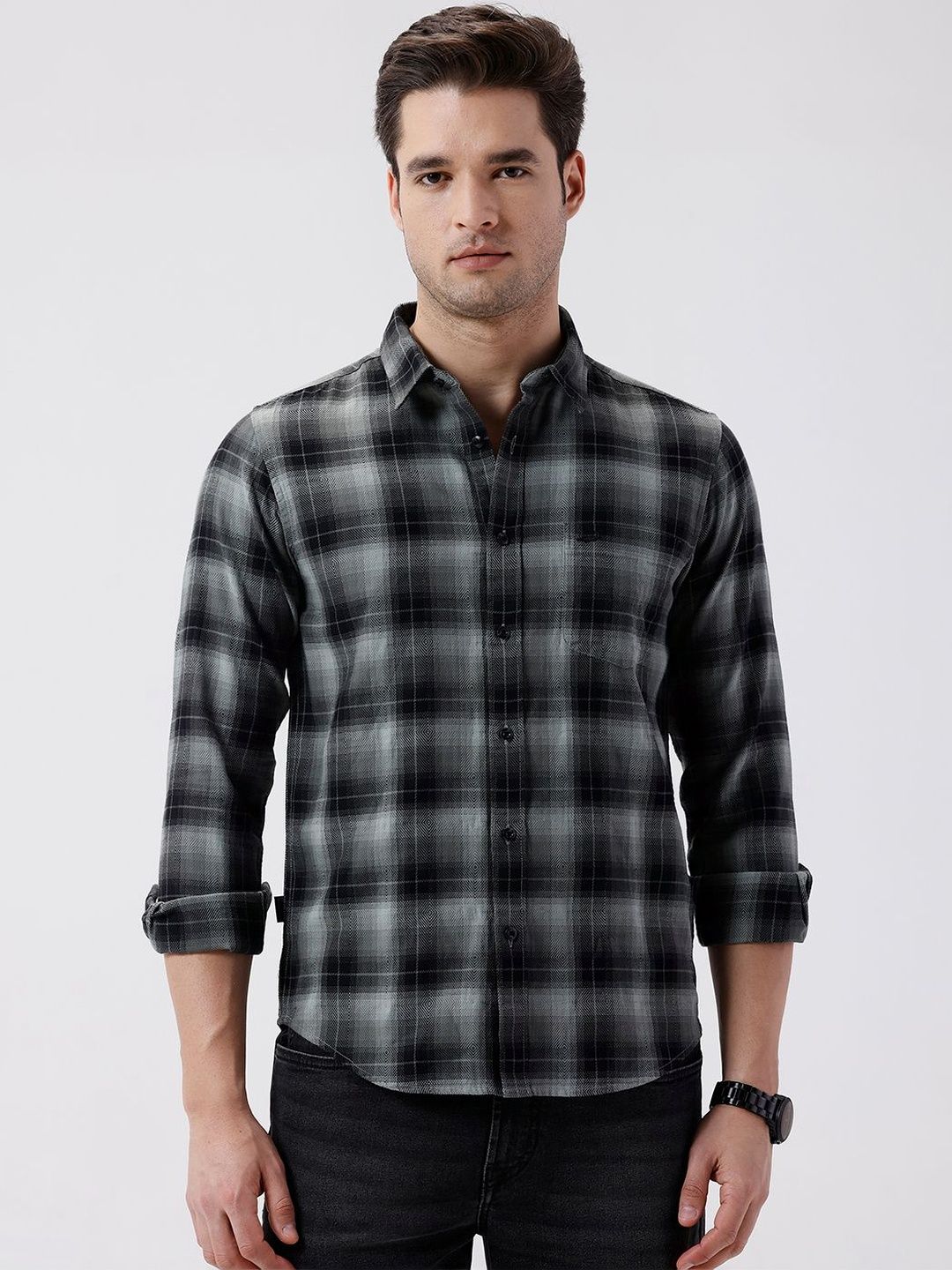 Crocodile Men Checked Casual Shirt-picture-37