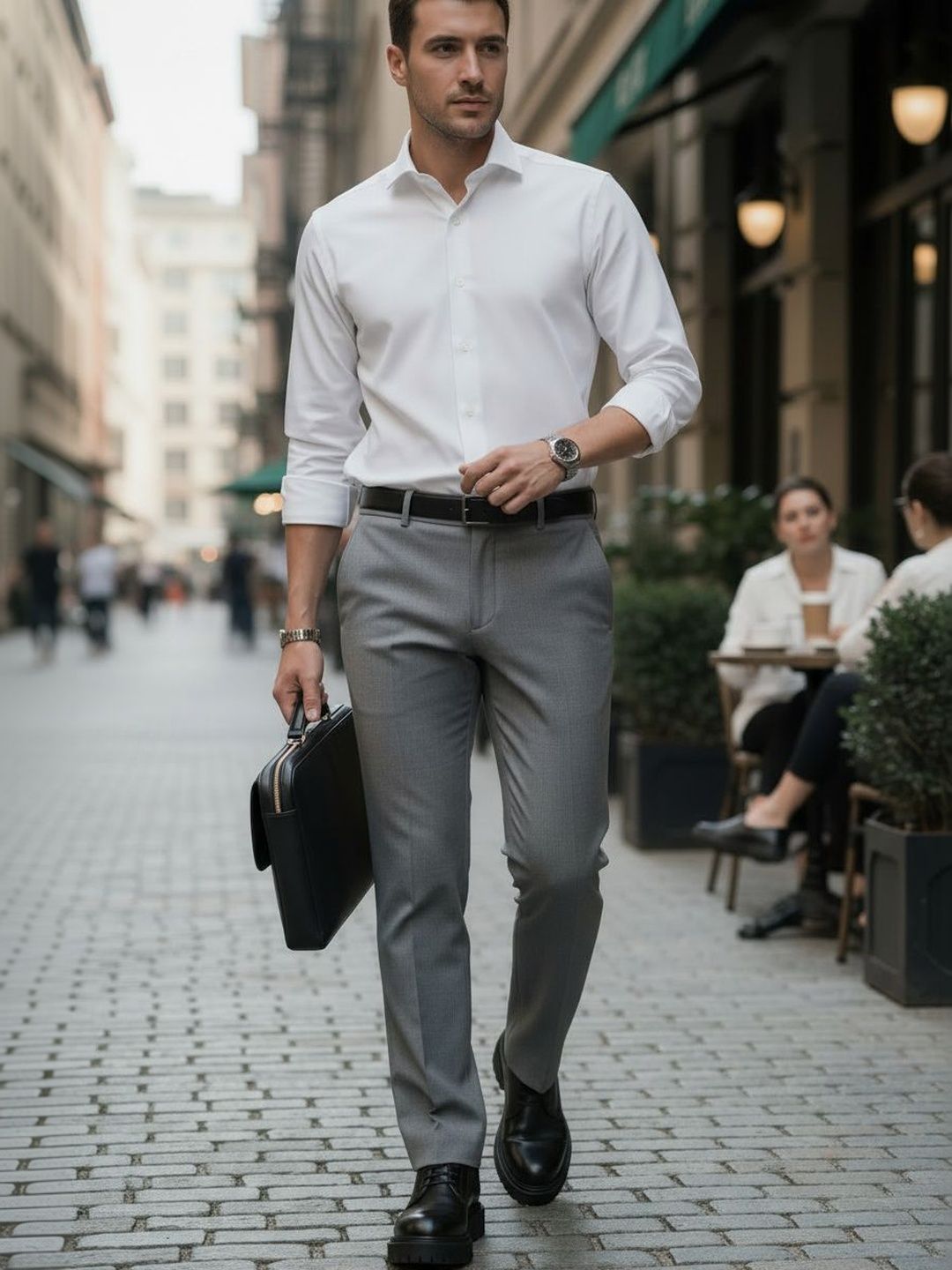 Next One Men Tailored Slim Fit Easy Wash Trousers-picture-42