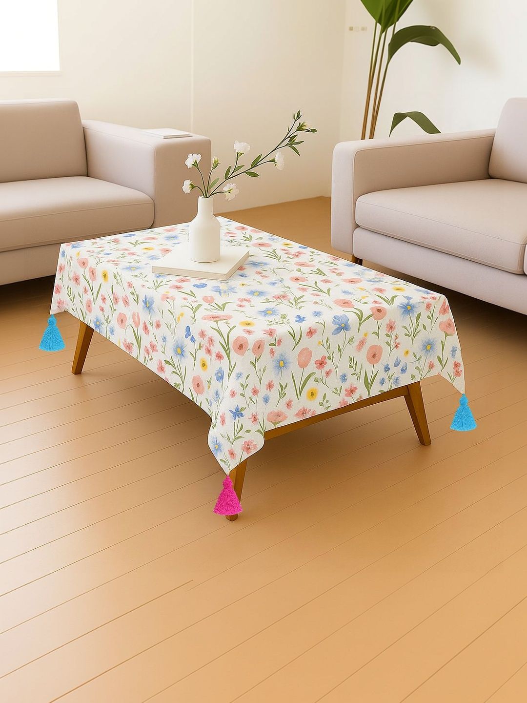 THROWPILLOW Multicoloured Floral Anti-Slip 8-Seater Table Cover with Embellished details-picture-54