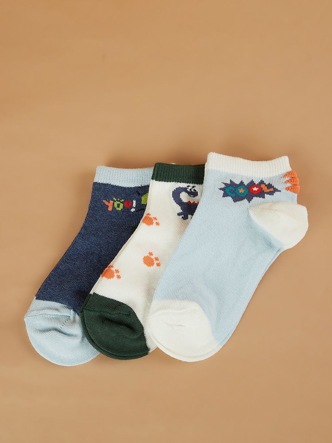 Fame Forever by Lifestyle Boys Pack of 3 Assorted Patterned Ankle Length Socks-picture-31
