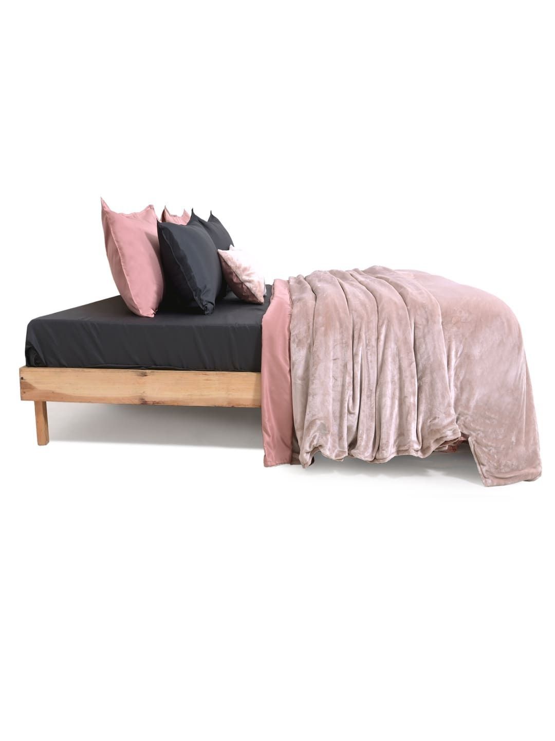 Zarf Pink & Black Solid Other 6 Piece Double King Superfine Bedding Set-picture-43