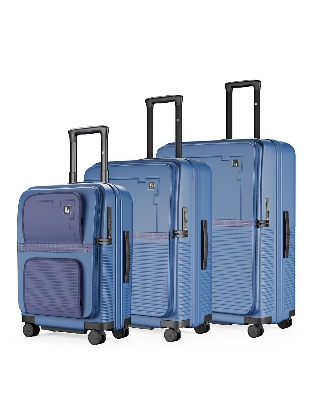 EUME Aerotop Set Of 3 Water Resistant TSA Lock Hard-Sided Medium & Large Trolley Bags-image-48