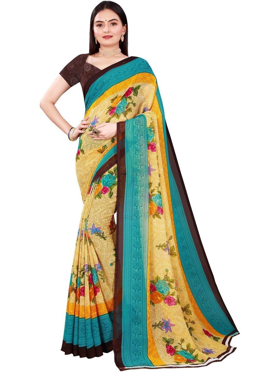 Varutex Floral Poly Georgette Saree-picture-29