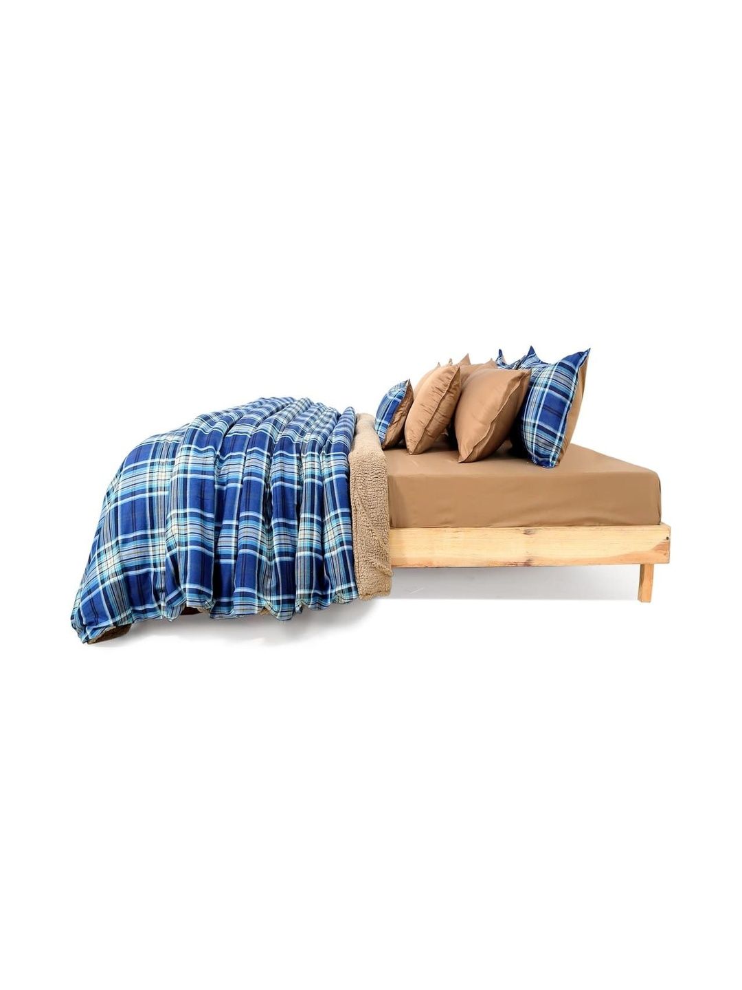 Zarf Blue & Tan Checked Mild Winter 600 GSM Quilt-picture-3