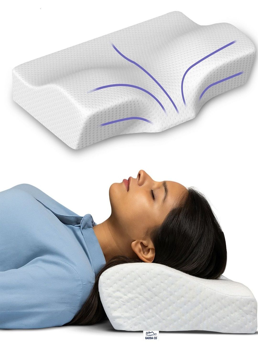 GADDA CO White Memory Foam Filled Cotton Breathable Pillow-image-31