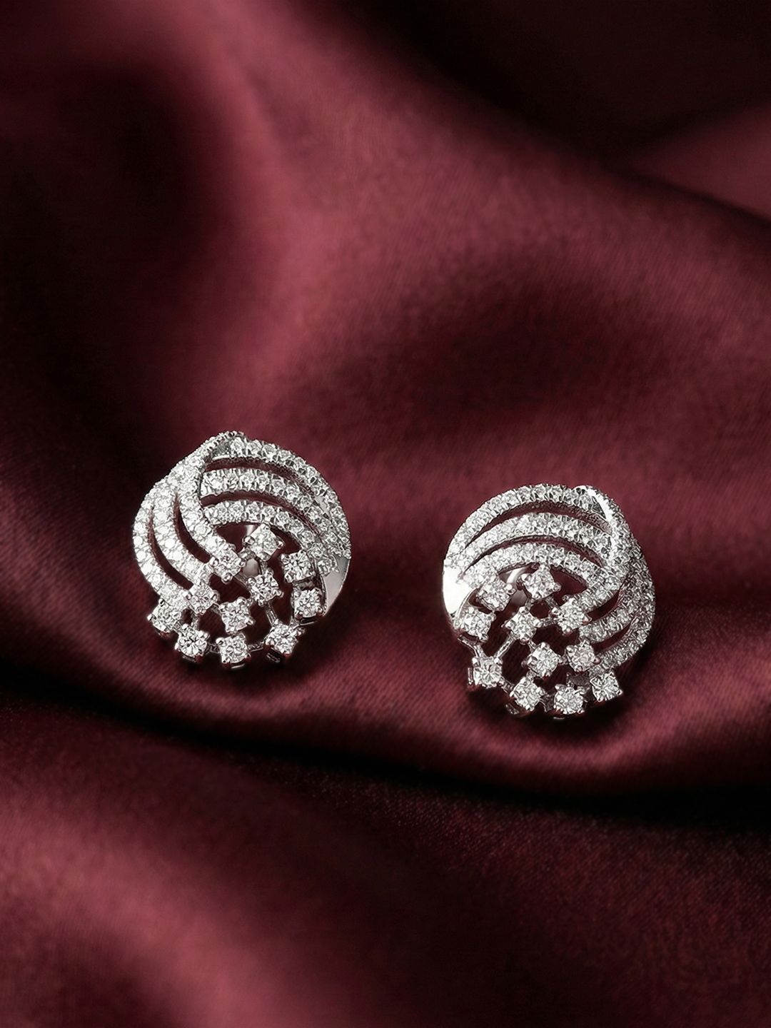 MAEJOY Statement Lab Grown Diamond 92.5 Sterling Silver 18KT Rhodium Plated Stud Earrings-picture-19