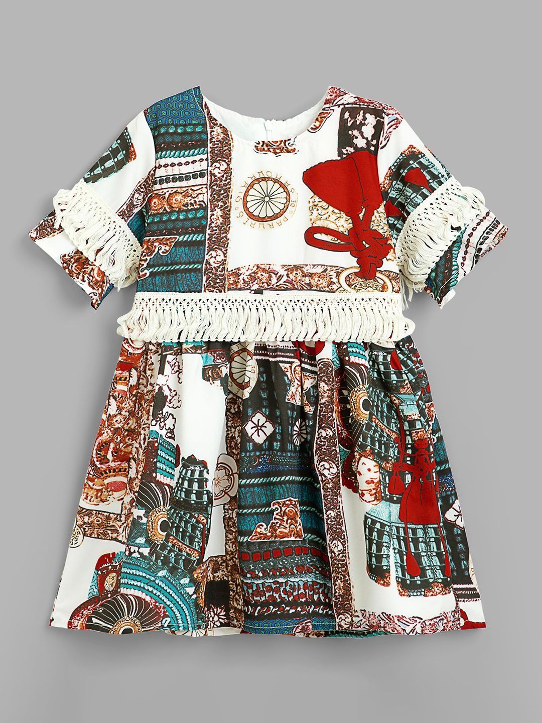 Hopscotch Girls Print Fit & Flare Dress