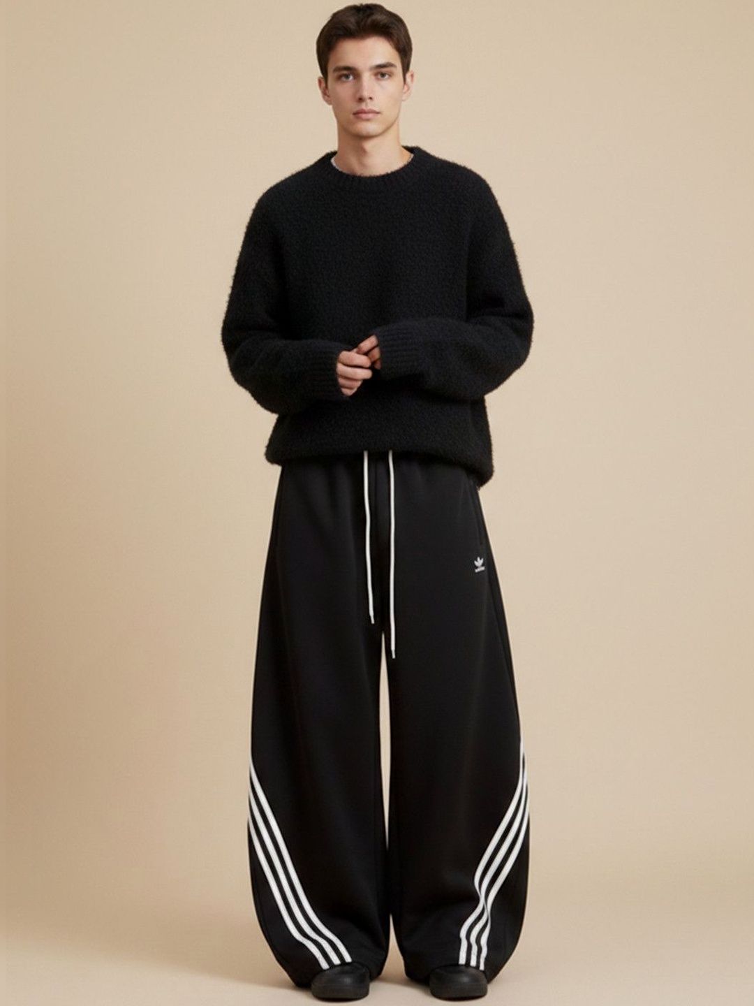 Suo Men Wide Leg Striped Training Track Pants-picture-22