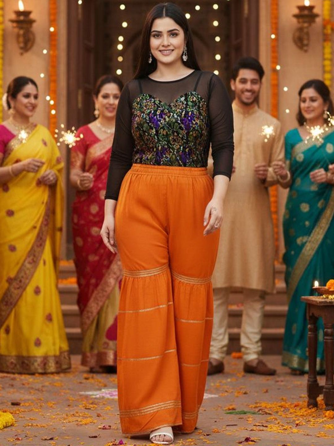 MIXFIT Striped Tiered Flared Fit Sharara Pant-image-35