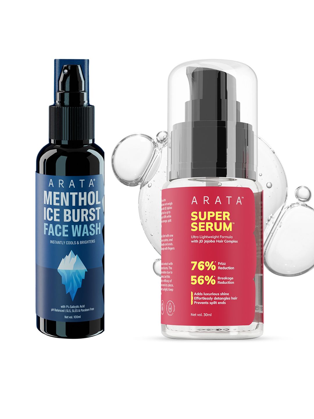 ARATA Set of Menthol Ice Burst Face Wash 100ml & Super Serum 30ml-image-42
