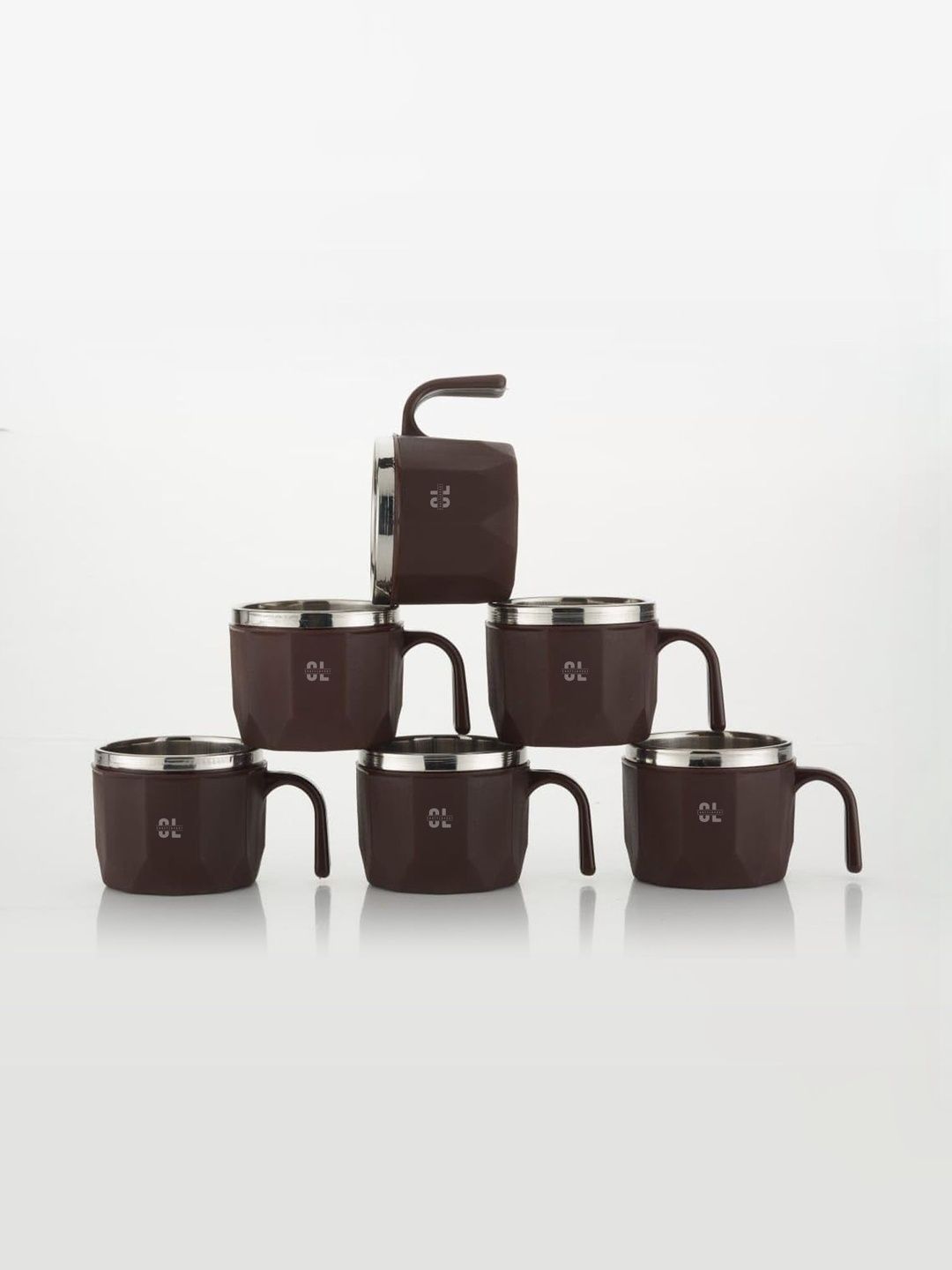 Craftlayout Brown Solid Stainless Steel Glossy Mugs Set of Cups and Mugs-picture-14