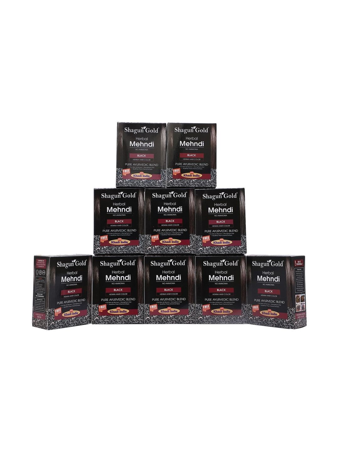 SHAGUNGOLD Set Of 10 Herbal Henna Hair Color - 60 g Each - Black-picture-42