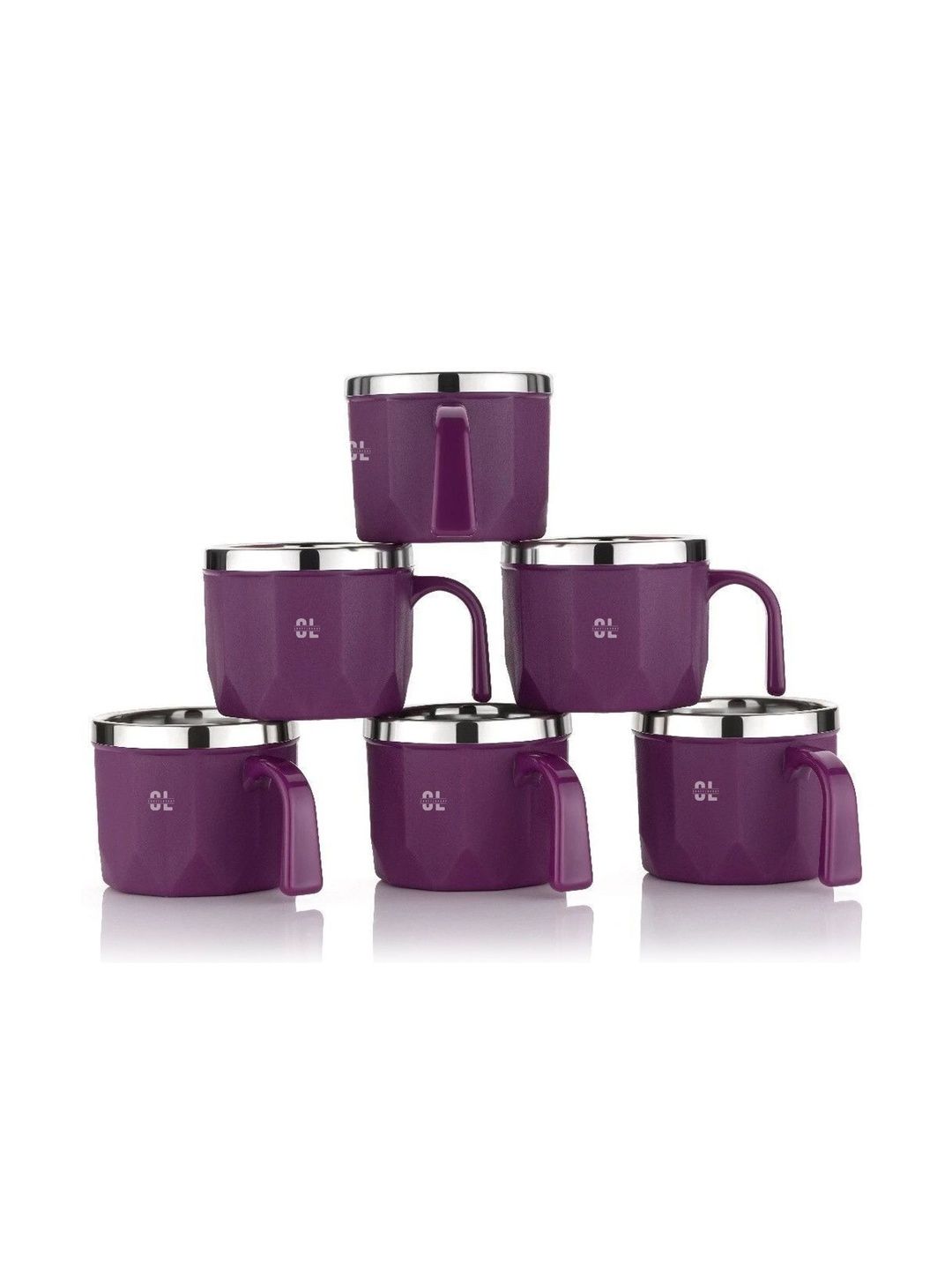 Craftlayout Purple Geometric Solid Stainless Steel Glossy Mugs Set of Cups and Mugs-image-30