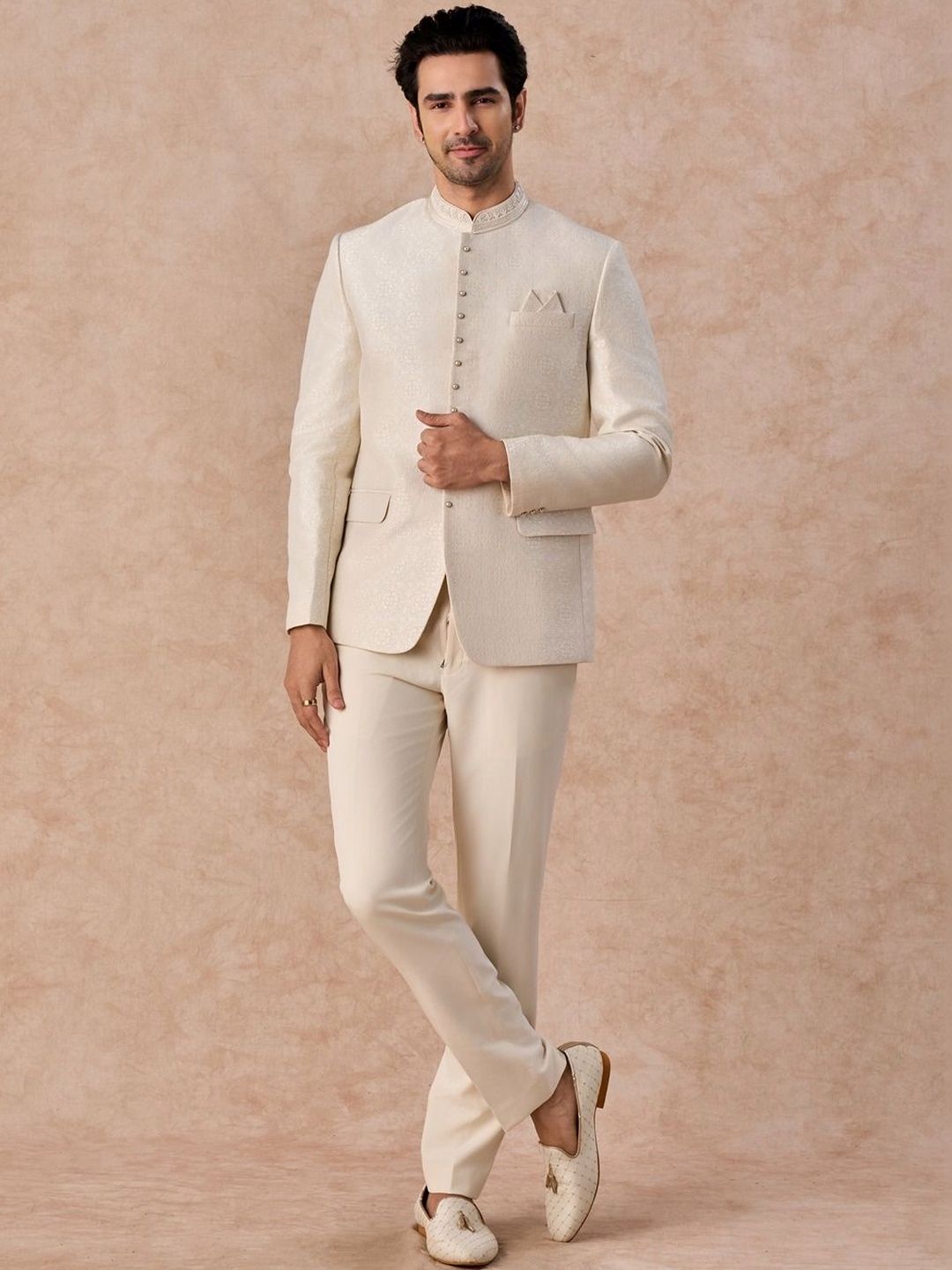 Manyavar Self Design Tailored Fit Jodhpuri Two-Piece Suit-picture-48