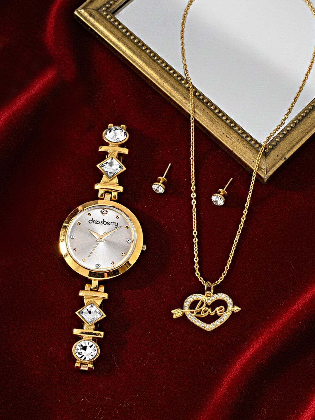 DressBerry Women Dial & Bracelet Style Straps Analogue Date Aperture Watch DBWJSet26-54