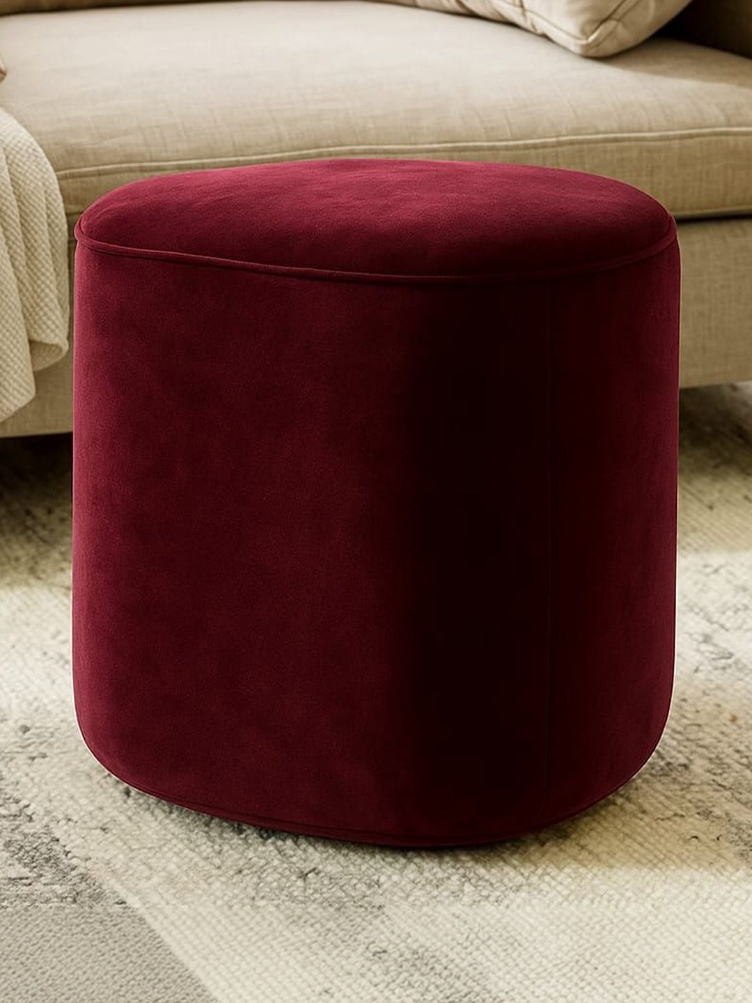 JAICO Maroon Cylindrical Ottomans-picture-27