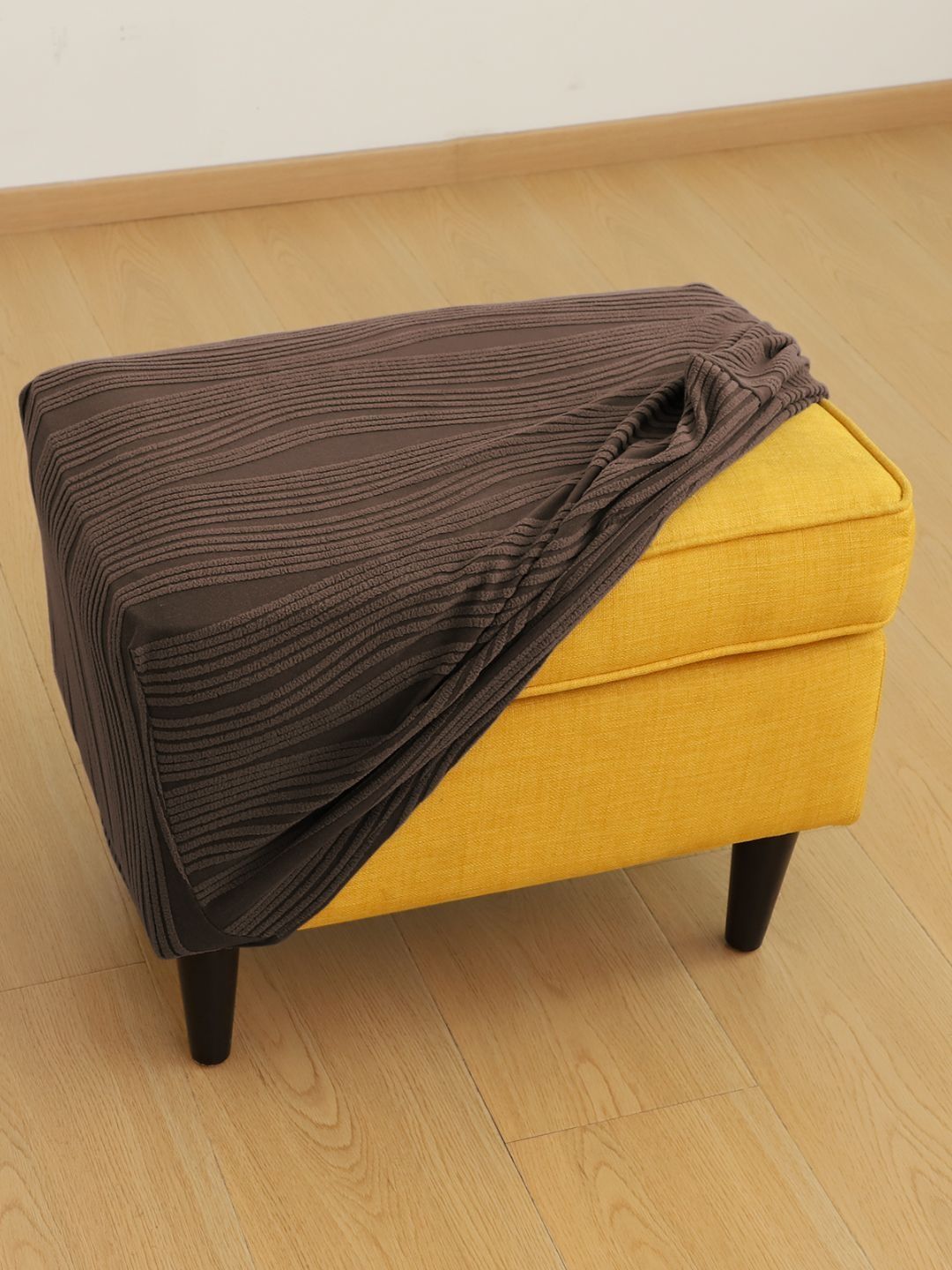 HOKIPO Nestiva Series Brown Knitted Stretchable Footstool Cover-picture-40