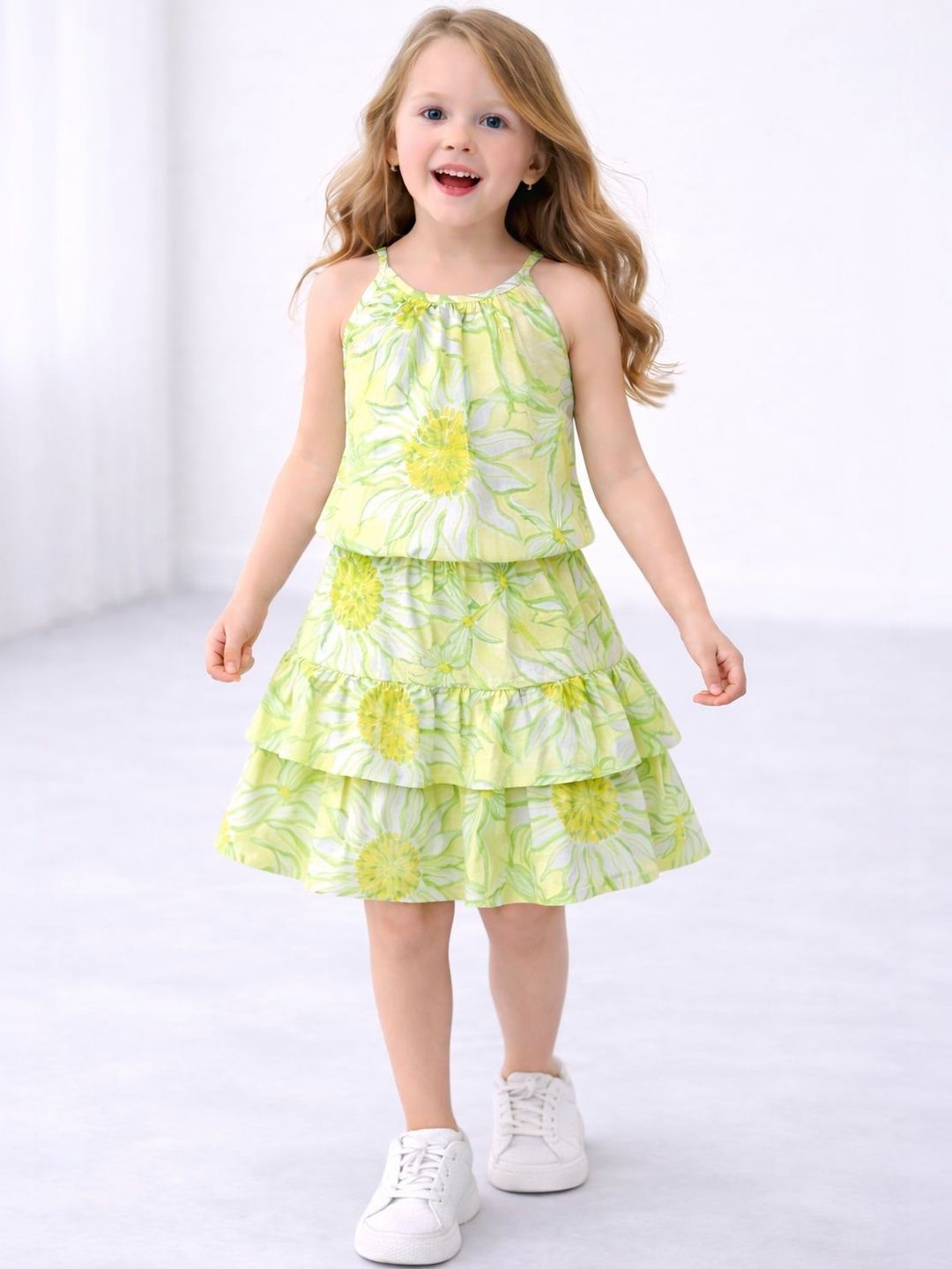 Tiara Girls Printed Top with Skirt