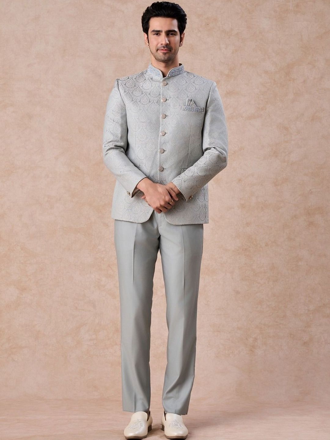 Manyavar Self Design Tailored Fit Jodhpuri Two-Piece Suit-picture-29