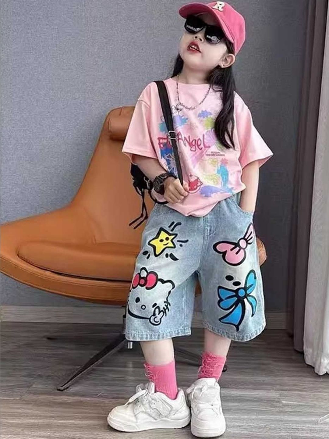 Xsole Girls Printed T-shirt with Shorts-picture-24