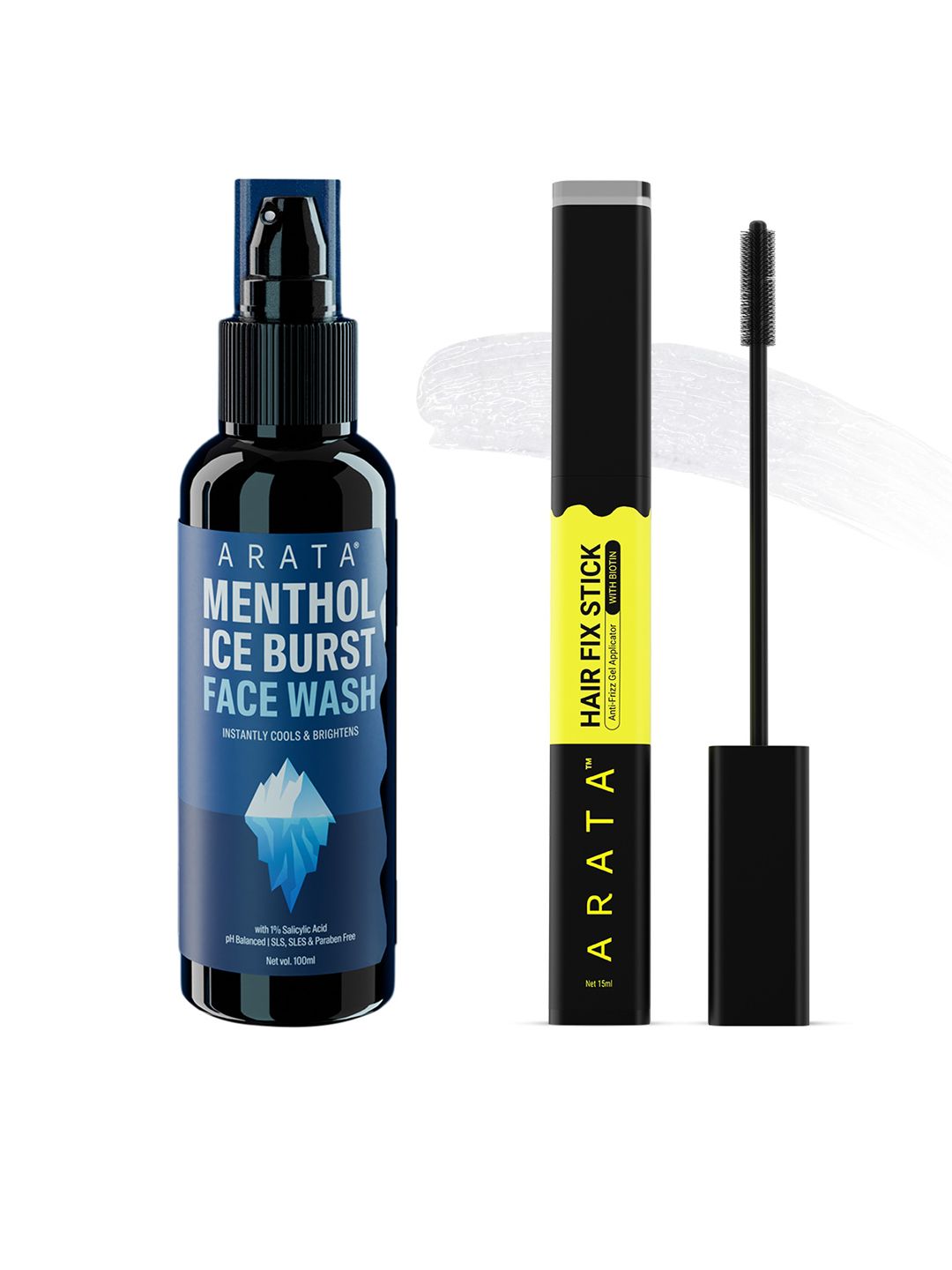 ARATA Set of Menthol Ice Burst Face Wash 100ml & Anti-Frizz Gel Hair Fix Stick 15ml-image-24