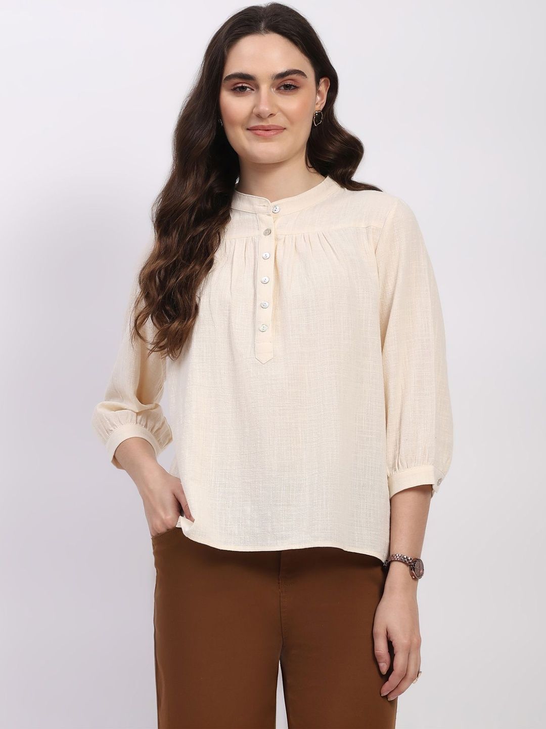 Global Republic Mandarin Collar Cotton Top-image-47