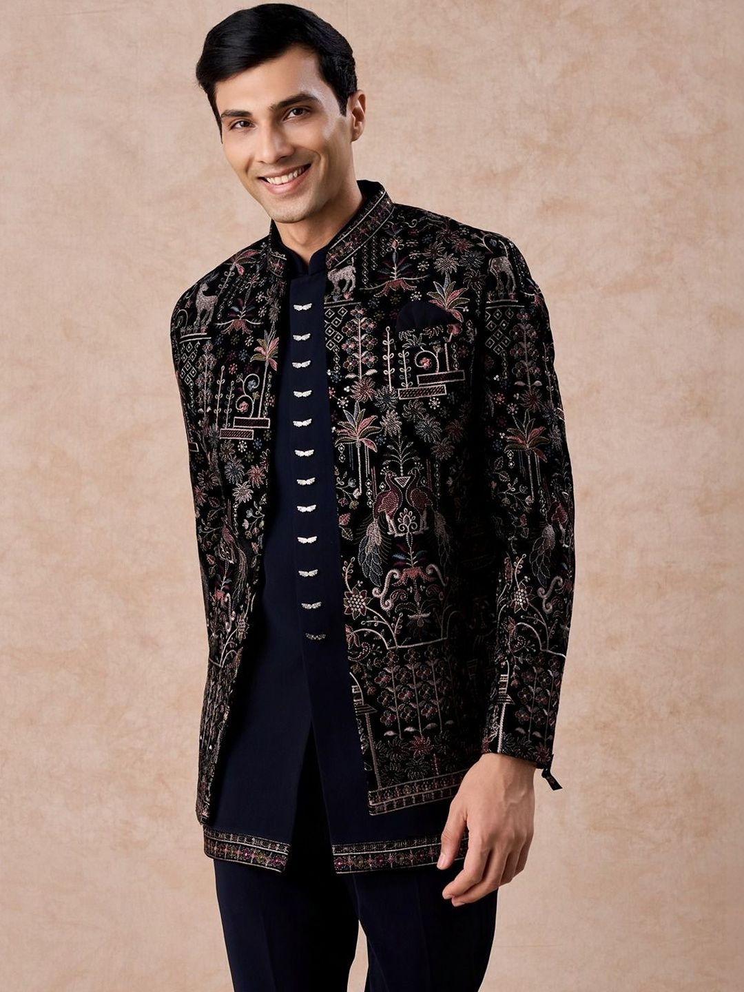 Manyavar Self Design Tailored Fit Jodhpuri Two-Piece Suit-picture-28