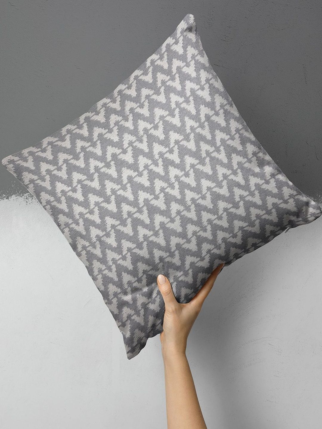 BIANCA Cream-Coloured & Grey Geometric Square Cushion Covers-picture-39
