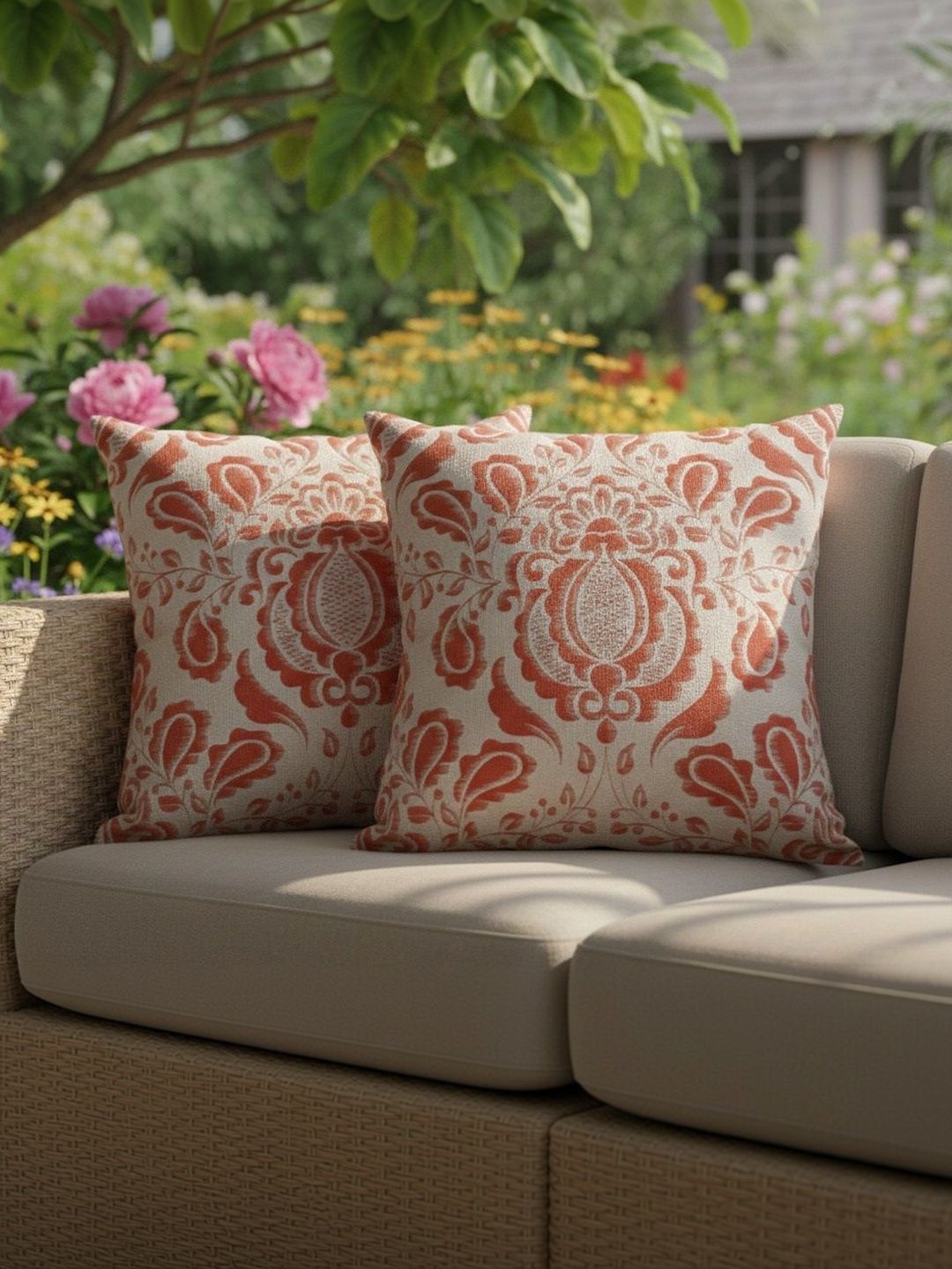 Aura Multicoloured Set of 2 Ethnic Motifs Square Cushion Covers-picture-25
