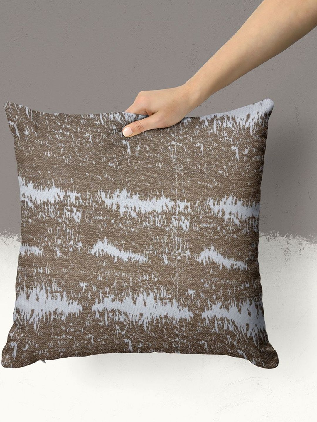 BIANCA Khaki Abstract Square Cushion Covers-image-39