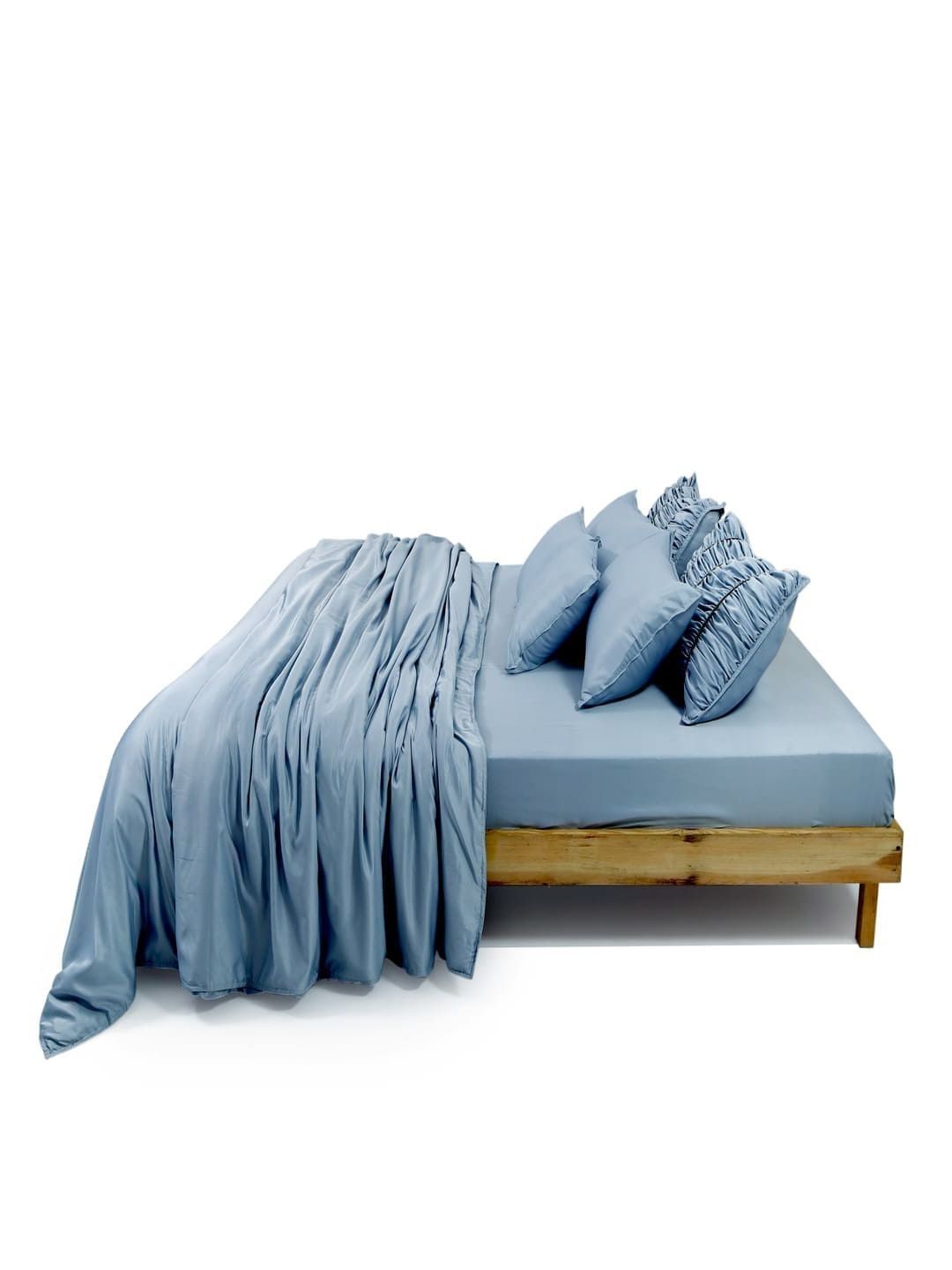 Zarf Blue Solid Other 8 Piece Double King Superfine Bedding Set-picture-11