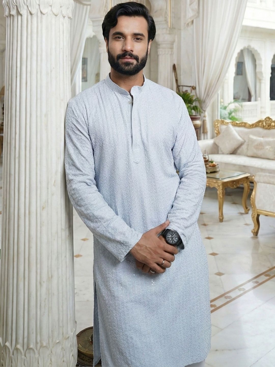 RANGRAAG Men Striped Anarkali Kurta-picture-30