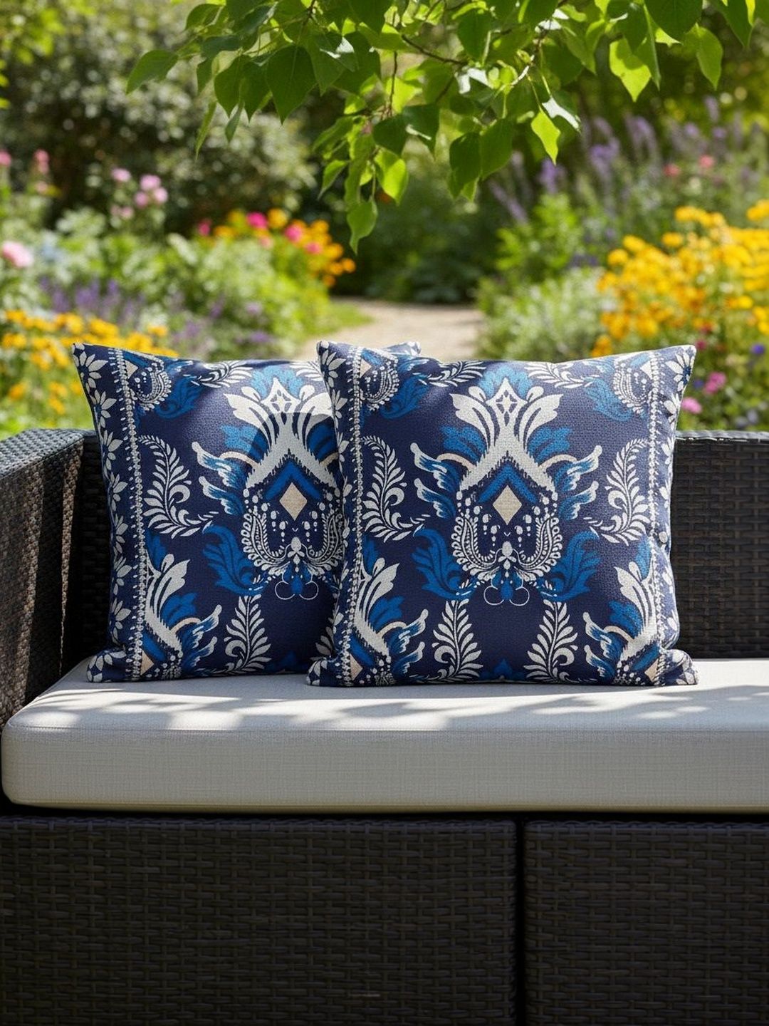 Aura Multicoloured Set of 2 Ethnic Motifs Square Cushion Covers-picture-11