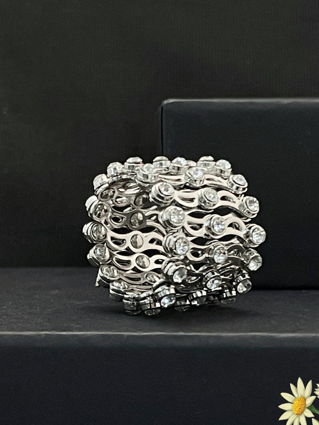 Sangria Sliver Plated American Diamond Studded Bracelet-image-49