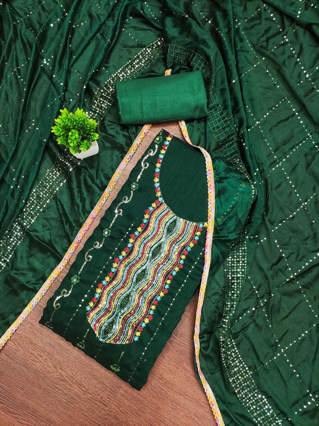Rangtulika Ethnics Embroidered Unstitched Dress Material-picture-38