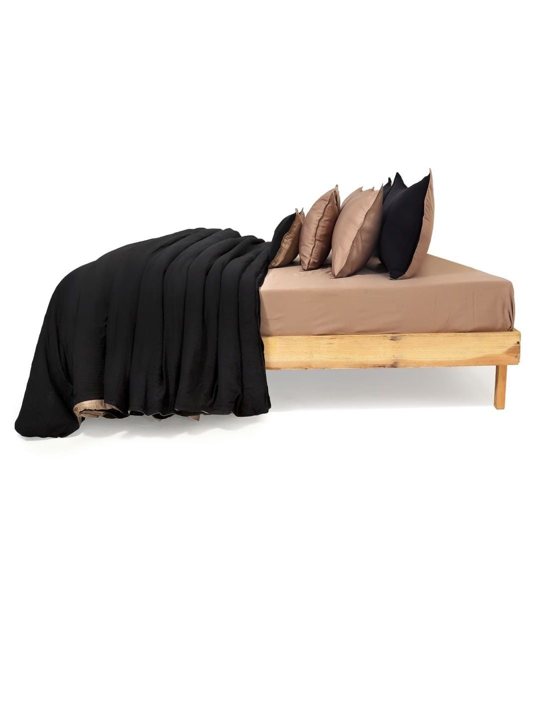 Zarf Black & Brown Solid Cotton 9 Piece Double King Superfine Bedding Set-picture-46