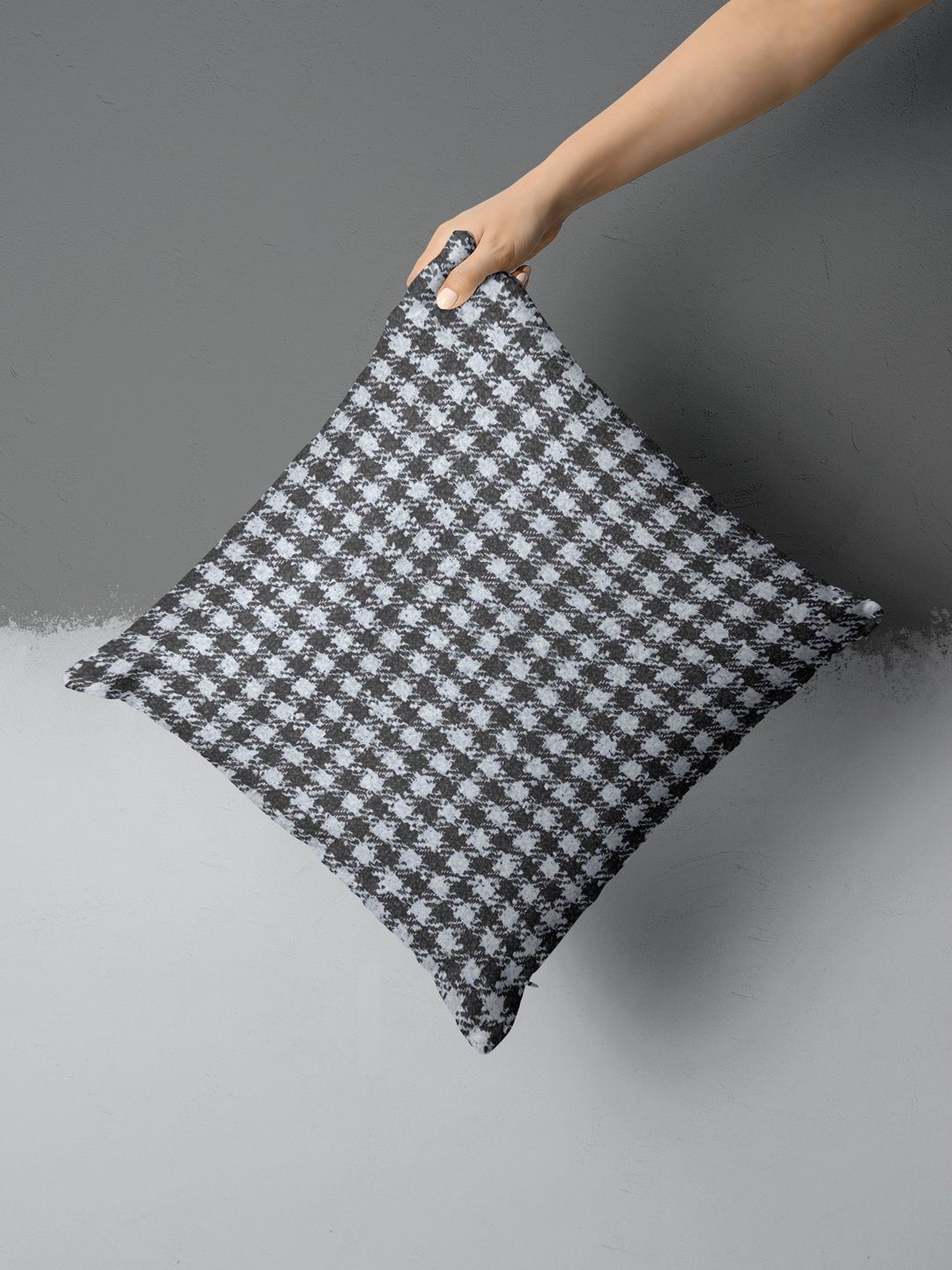 BIANCA White & Multicoloured Checked Square Cushion Covers-image-42