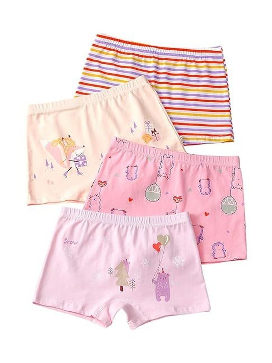Teri Beri Pack of 4 Printed Assorted Cotton Blend Boy Shorts-picture-49
