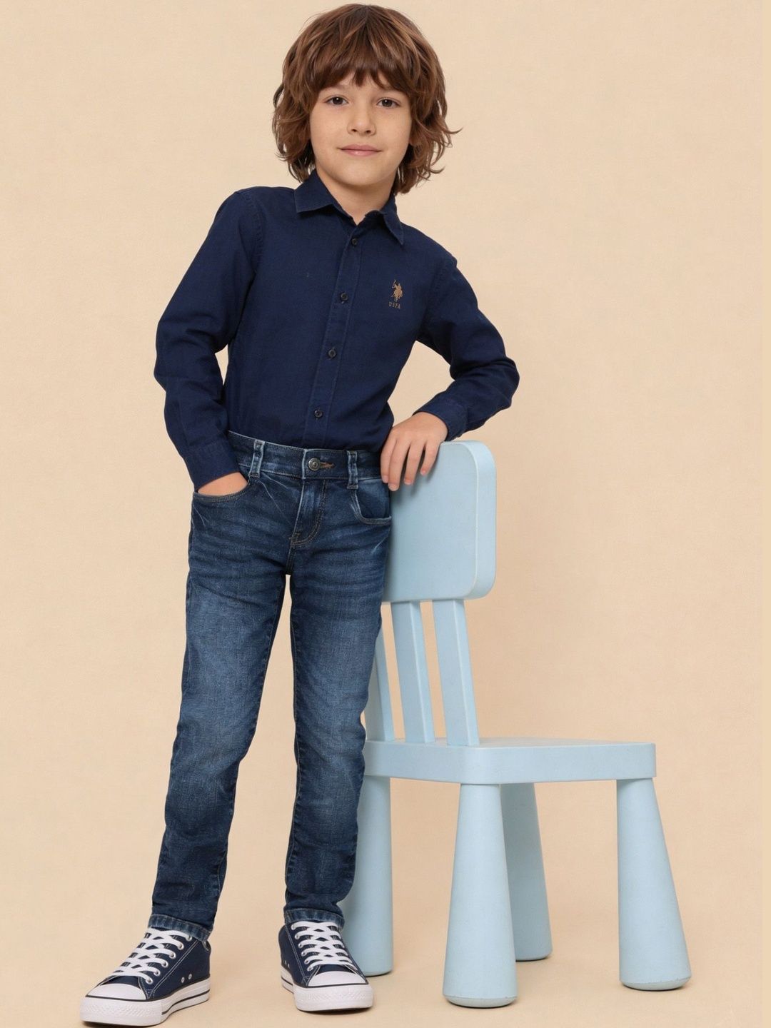 U.S. Polo Assn. Kids Boys Slim Fit Mid-Rise Light Fade Stretchable Jeans-picture-10