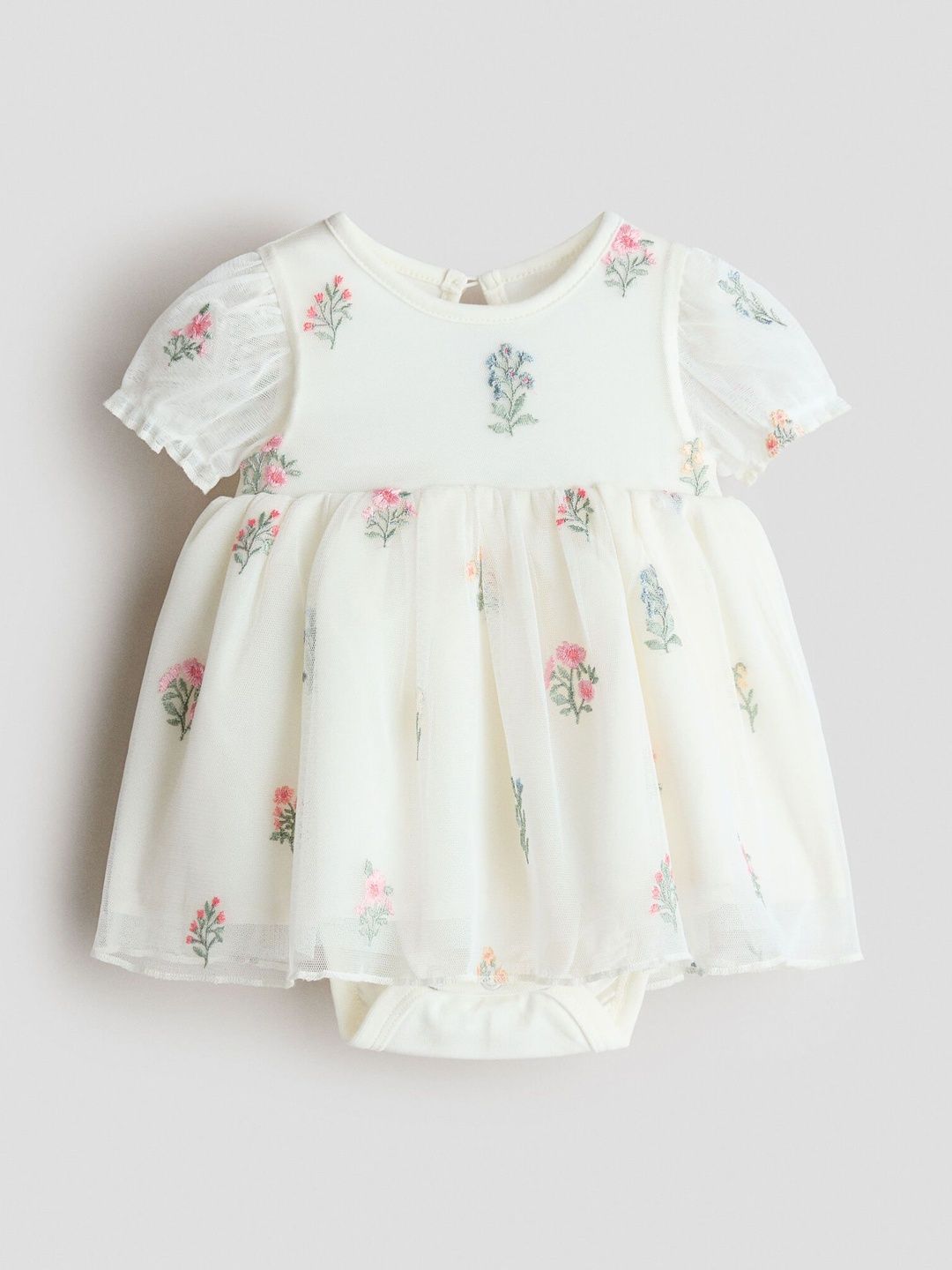 H&M Embroidered Tulle Bodysuit Dress