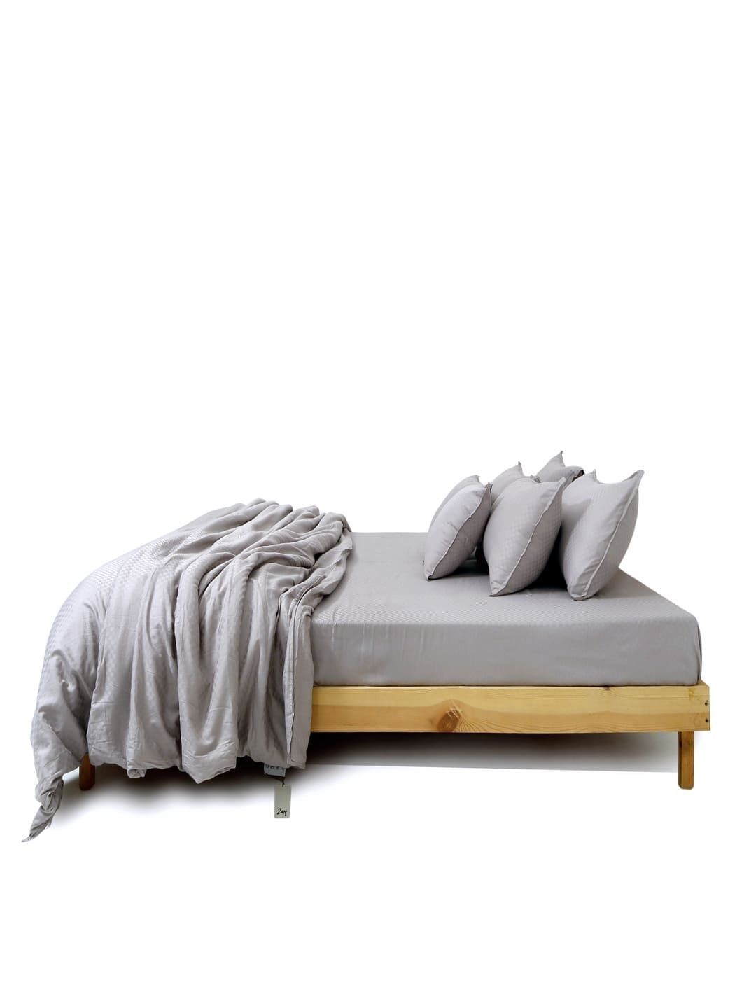 Zarf Grey Checked Egyptian Cotton 6 Piece Double King Superfine Bedding Set-picture-58
