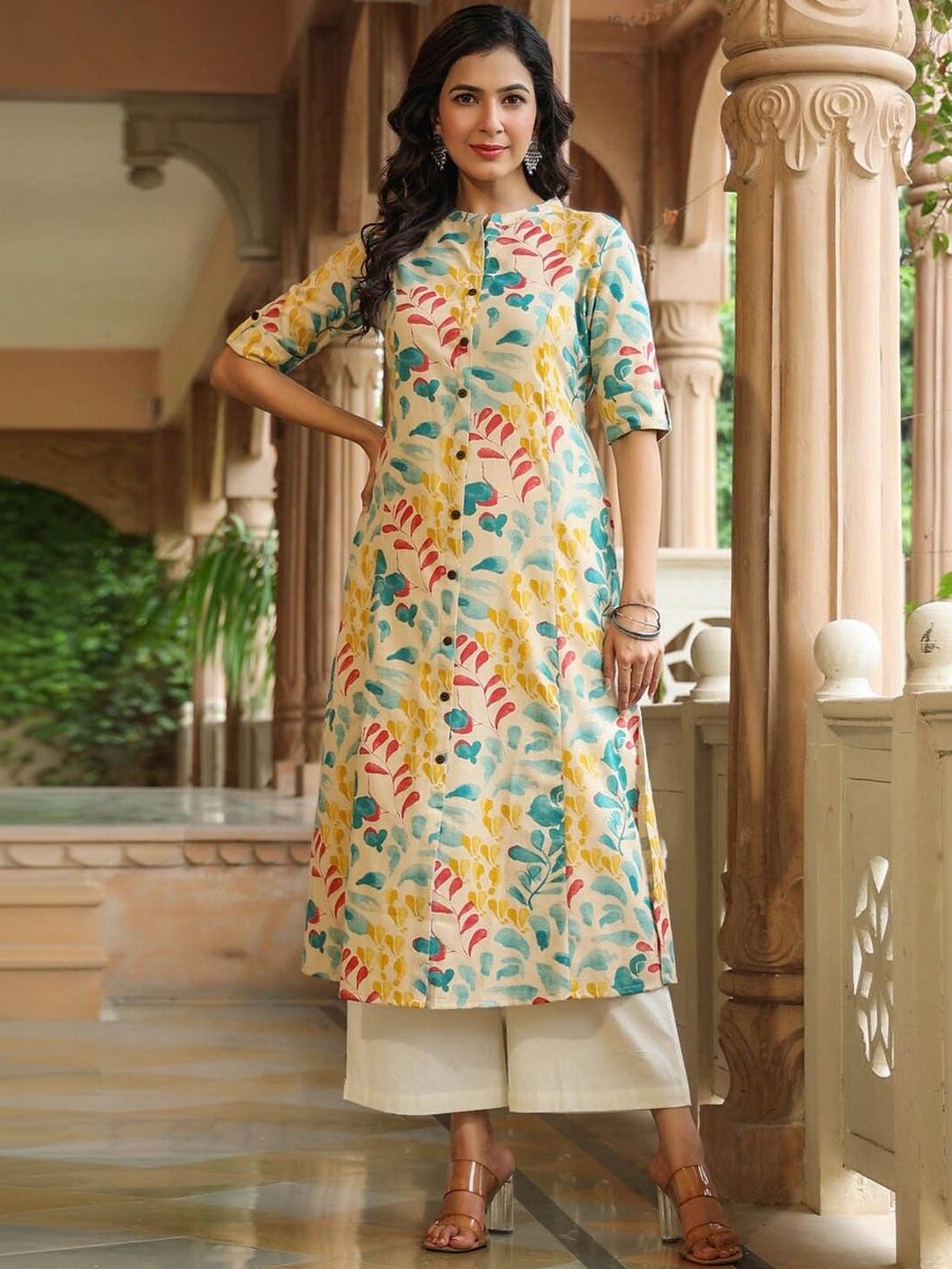 Ethnic Lady Botanical Printed Kurti-picture-13