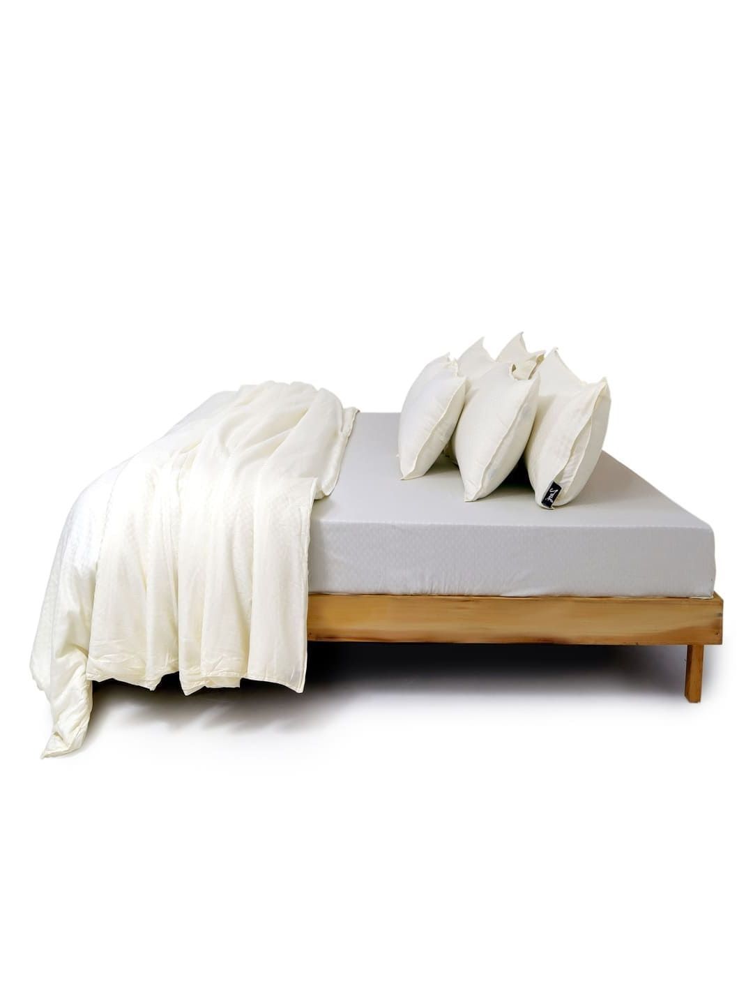 Zarf Cream-Coloured & White Checked Egyptian Cotton 6 Piece Double King Superfine Bedding Set-picture-54