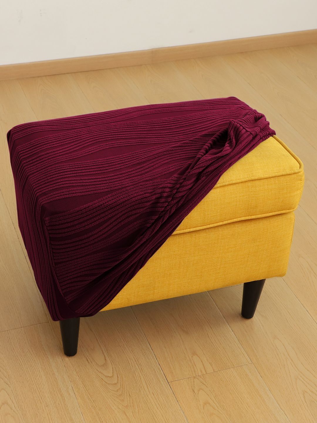 HOKIPO Nestiva Series Burgundy Knitted Stretchable Footstool Cover-picture-11
