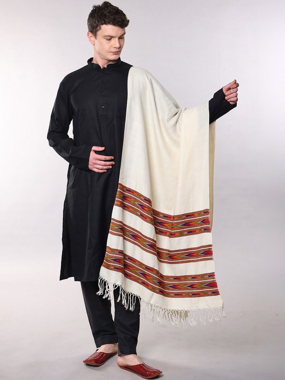 Exotic India Unisex Woven Design Stole-picture-18