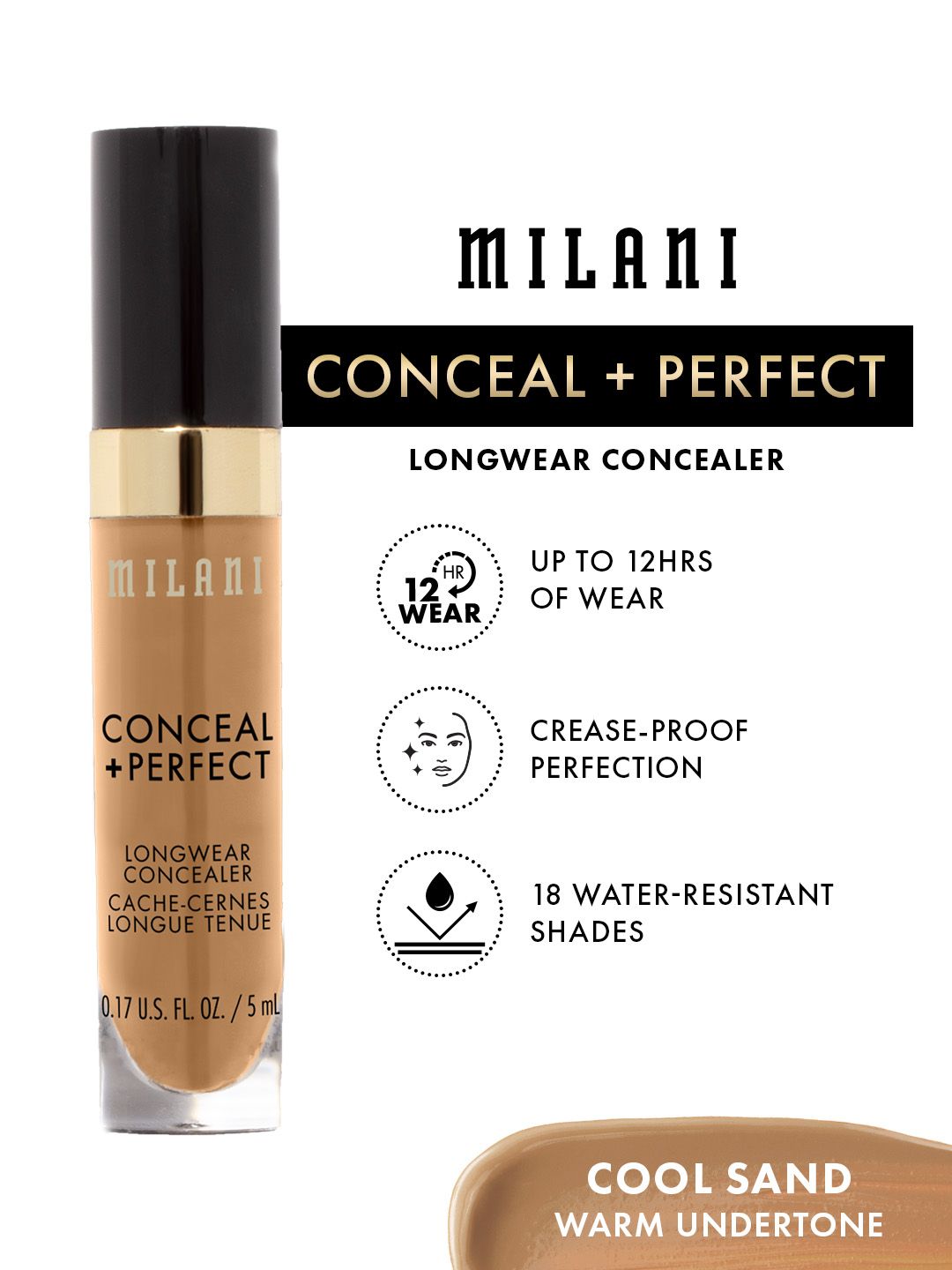 MILANI Conceal + Perfect Long Wear Water-Resistant Concealer 5 ml - Cool Sand 155-image-14