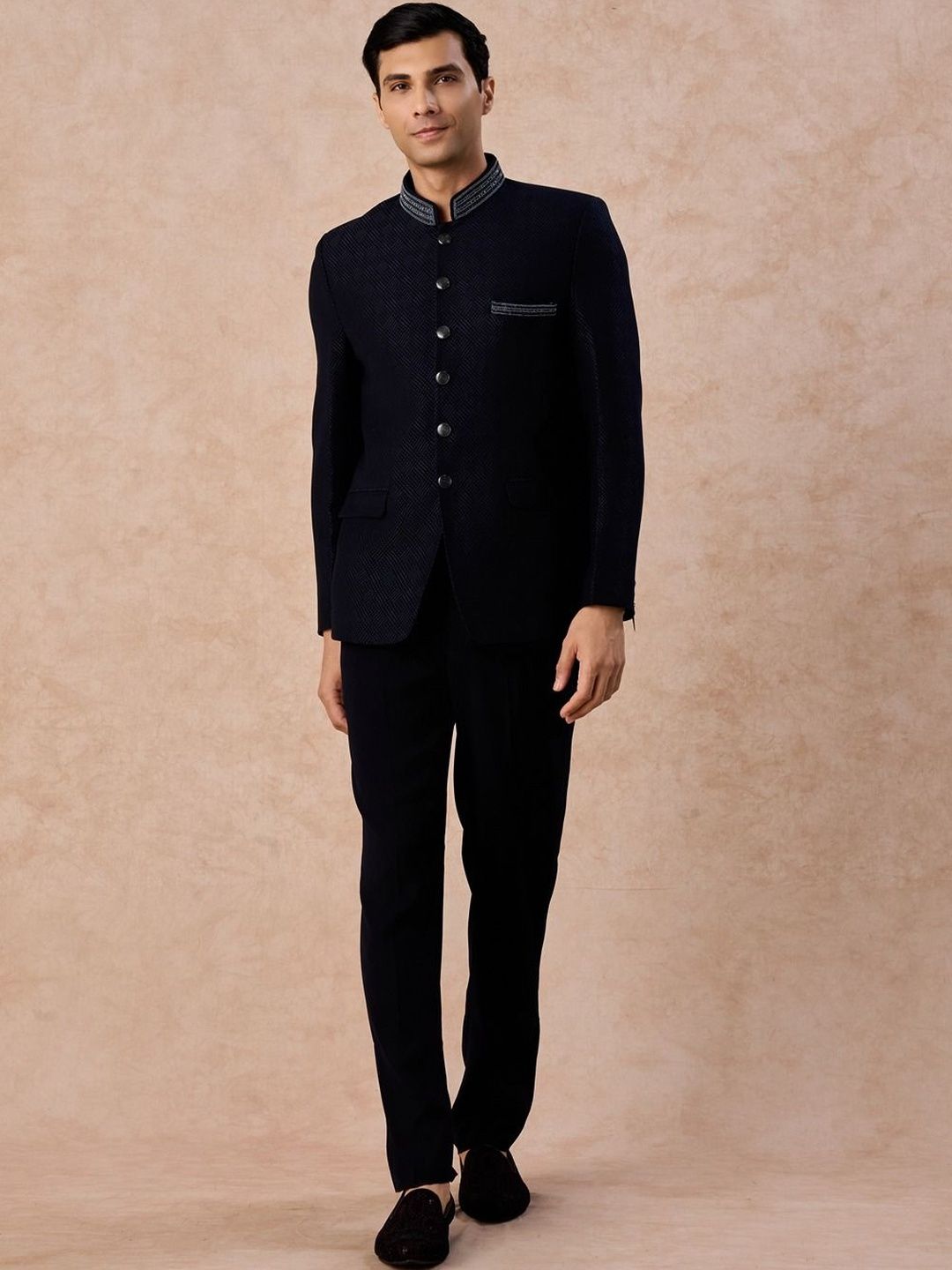 Manyavar Self Design Tailored Fit Jodhpuri Two-Piece Suit-picture-43